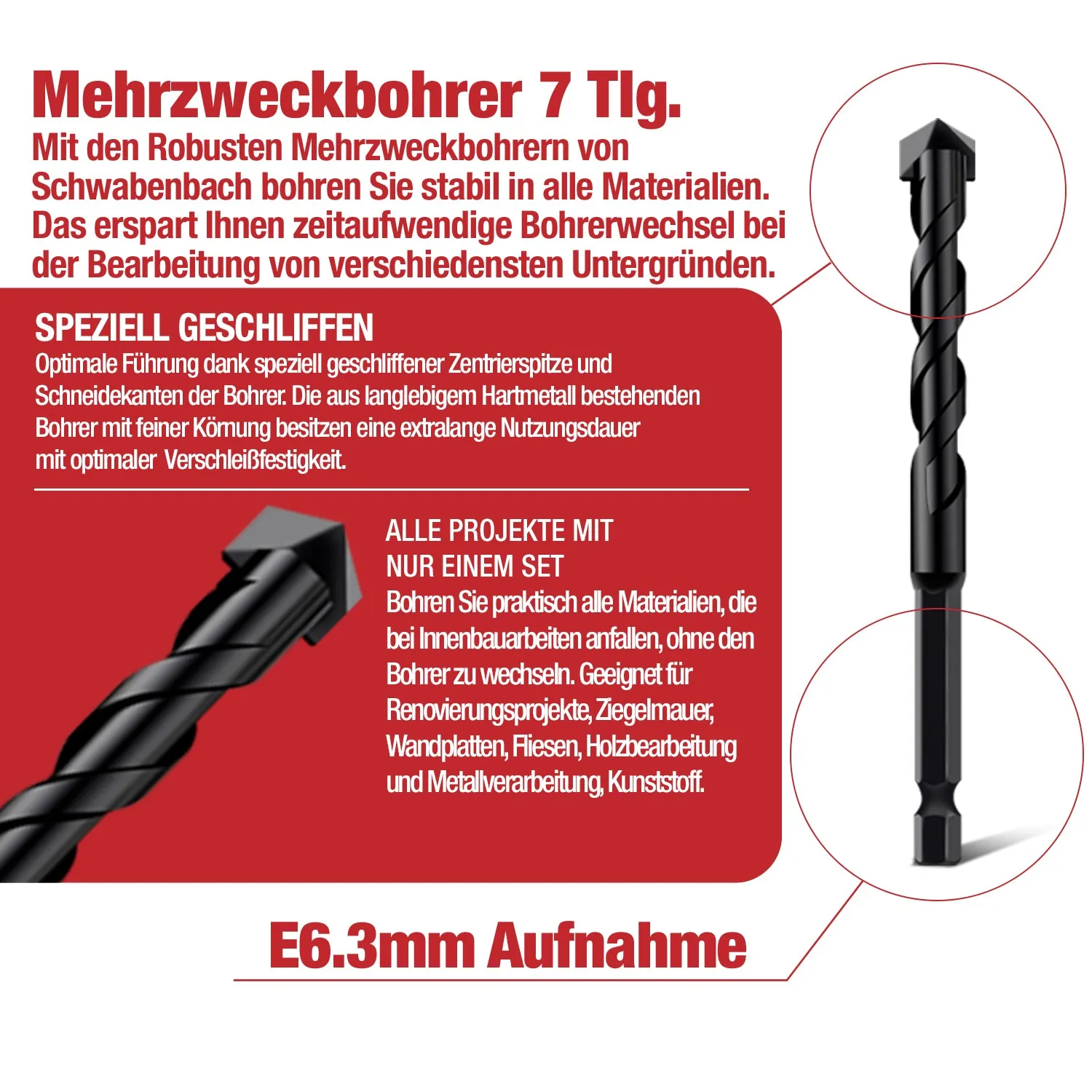 Schwabenbach set punte multiuso 4-12 mm 7 pz esagonale