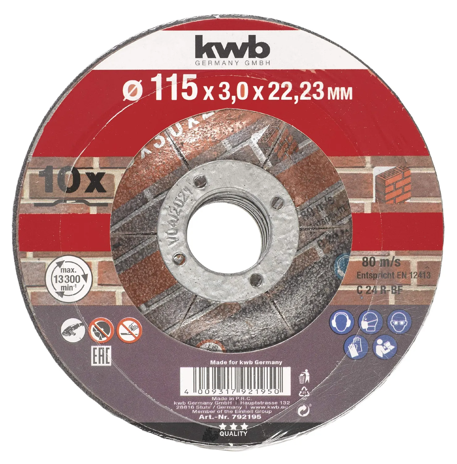 KWB Kraftixx 792195 dischi taglio pietra 115 mm 10 pezzi