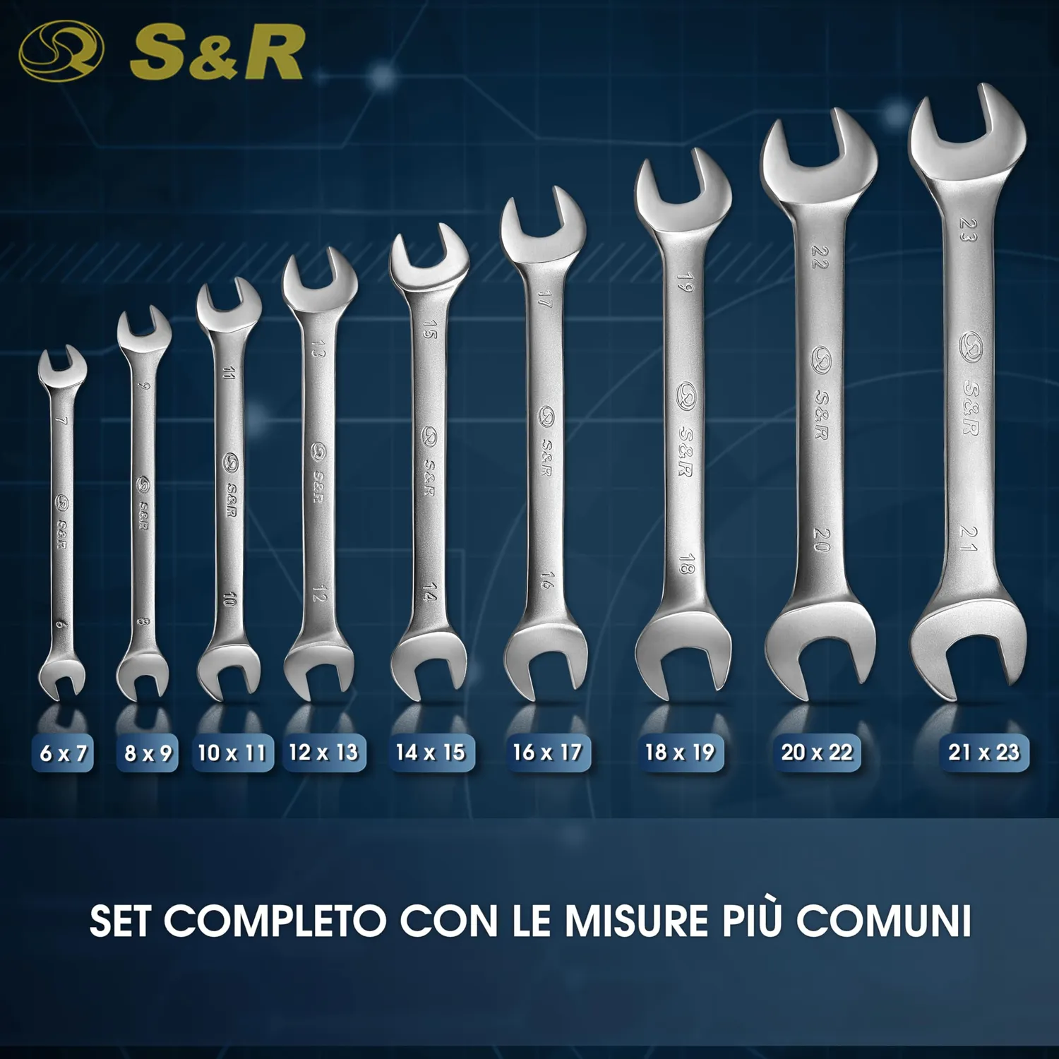S&R set 9 chiavi fisse 6-23 mm argento
