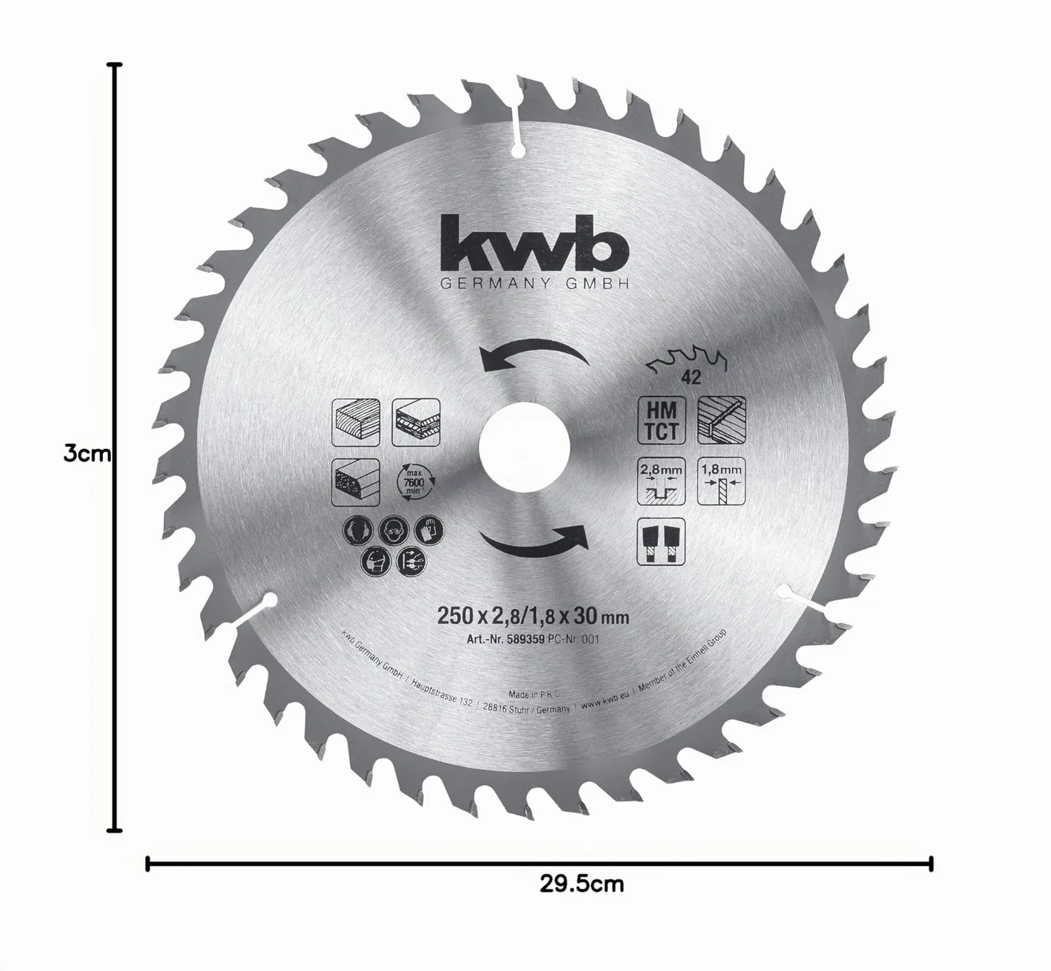 KWB lama circolare cantiere 250x30 mm Z42