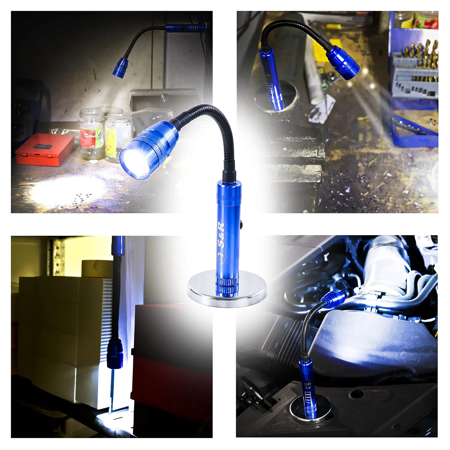 S&R Lampada ispezione LED magnetica 3 LED flessibile