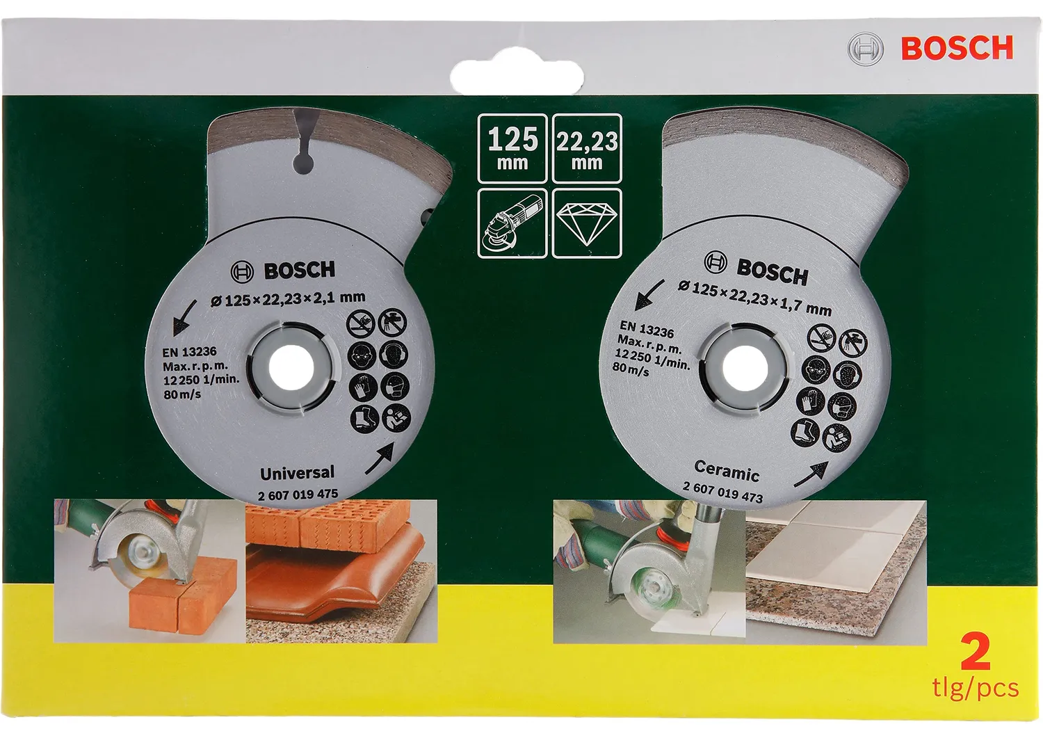Bosch disco diamantato Ø 125 mm 2 pz piastrelle cemento