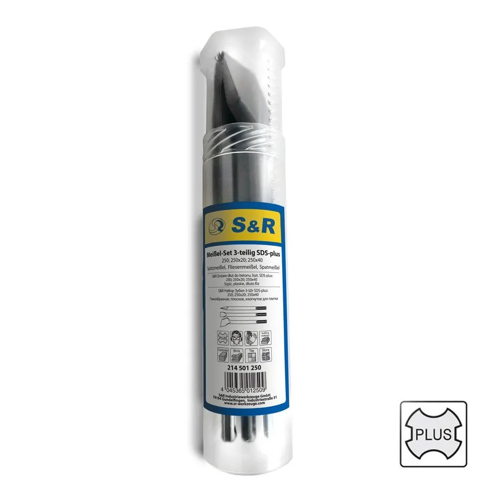 S&R set 3 scalpelli SDS-Plus curvo 250 mm piastrelle