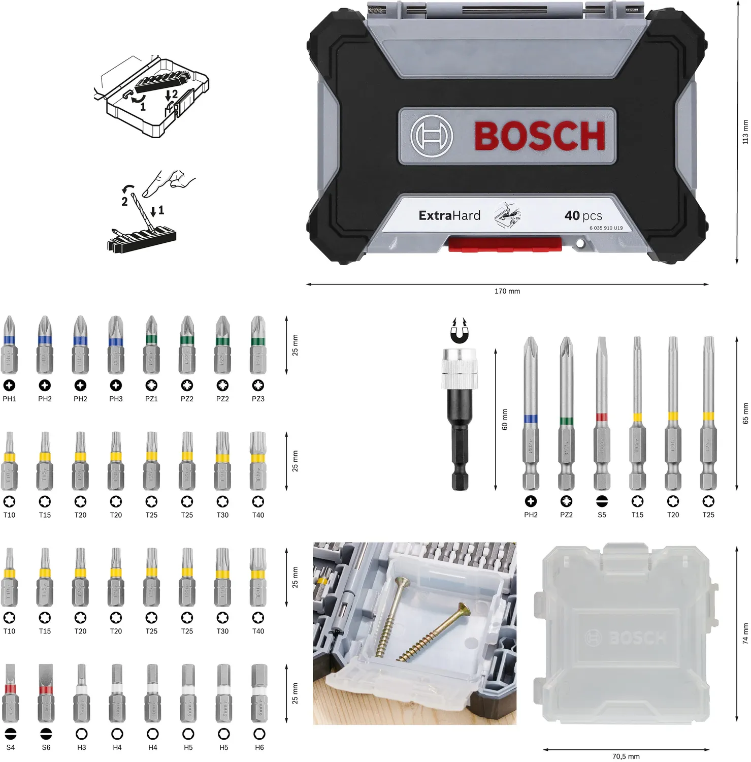 Bosch Pick and Click set bit avvitamento 40 pezzi