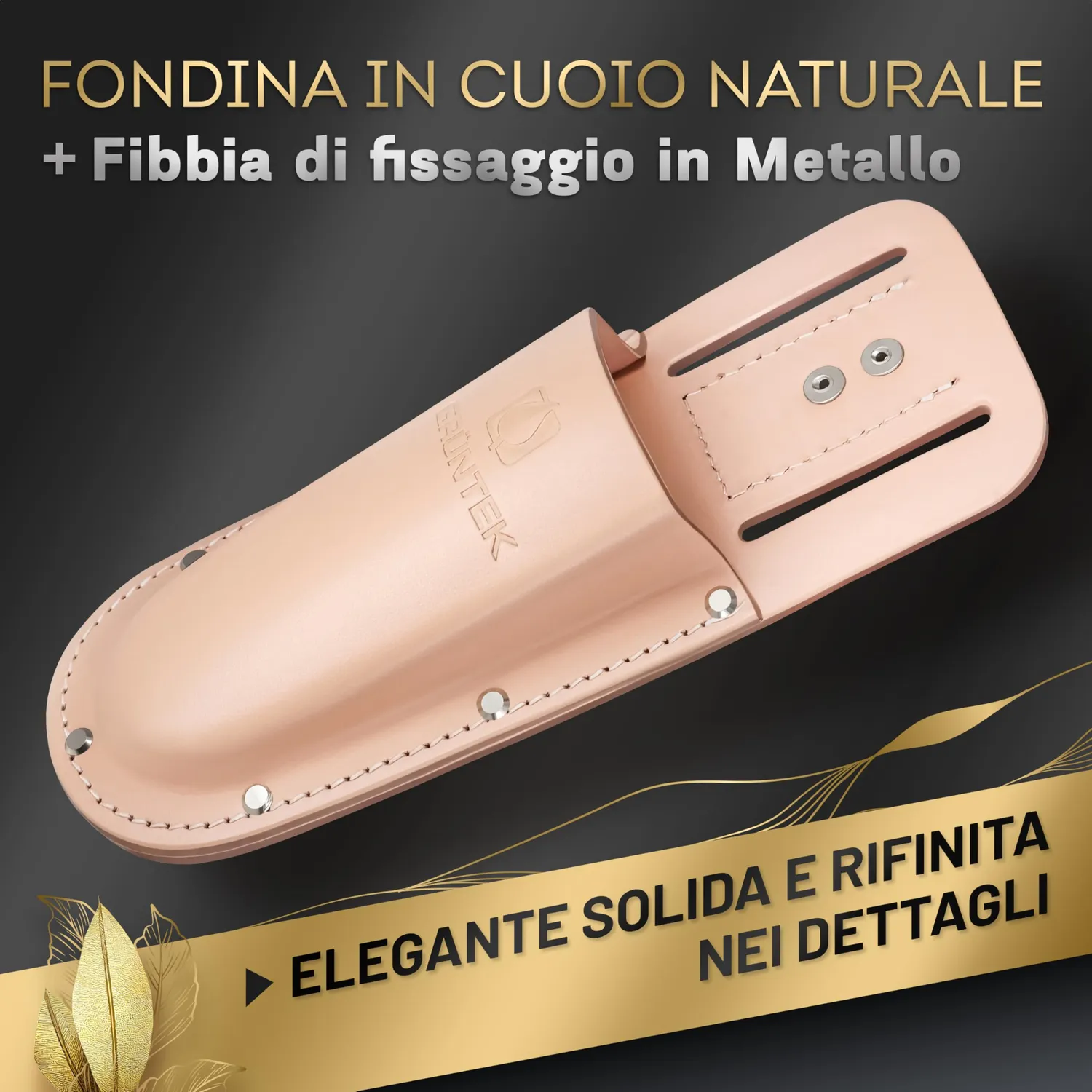 Grüntek fondina pelle marrone chiaro per forbici potatura