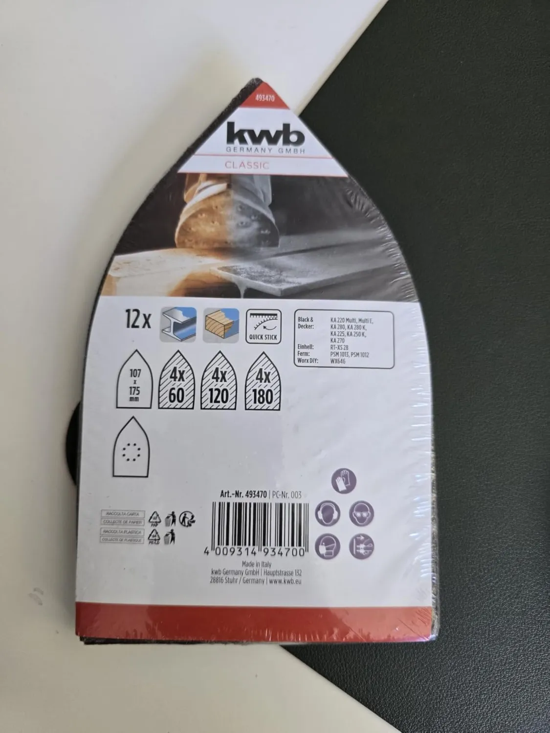 KWB triangoli abrasivi delta 12 pz grane assortite metallo legno