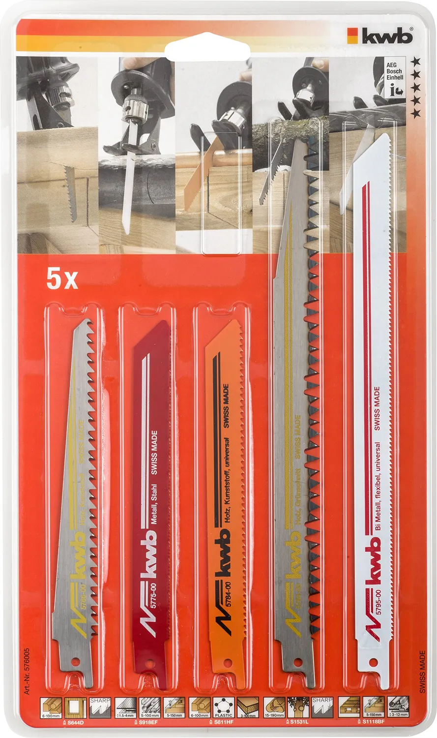 KWB set 5 lame sega a gattuccio legno metallo