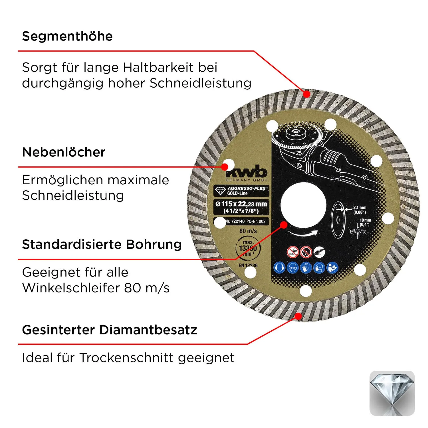 KWB Aggresso-Flex Gold-Line 7221-40 disco diamante 115 mm