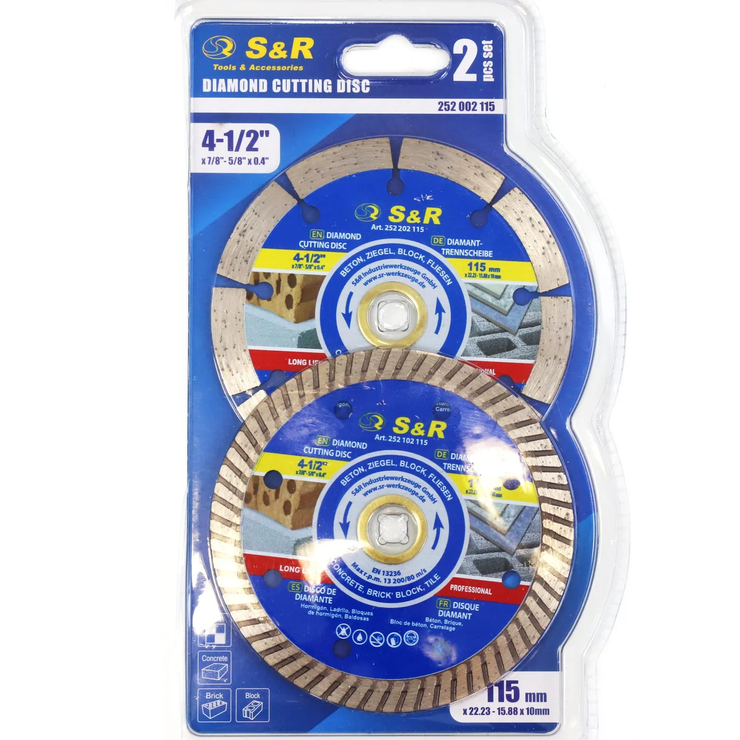 S&R dischi diamantati 115 mm cemento piastrelle 2 pz