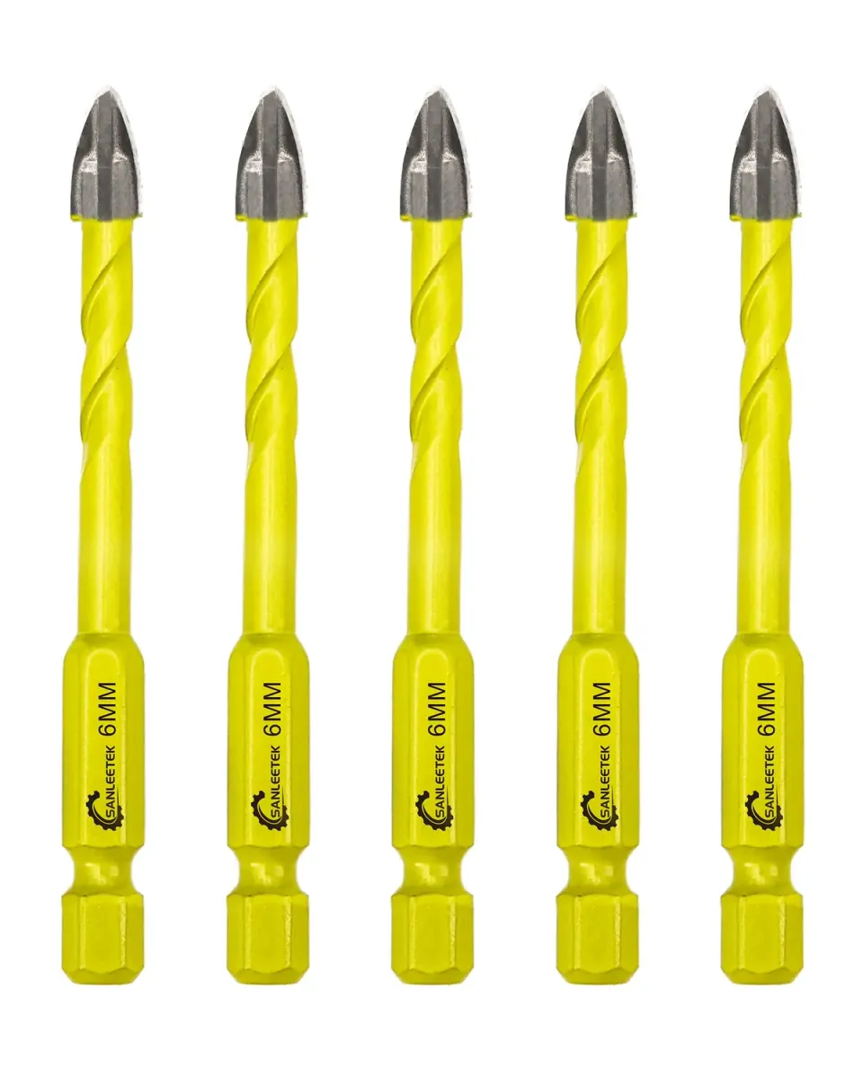 Sanleetek punte carburo 6 mm esagonali 5 pezzi muro