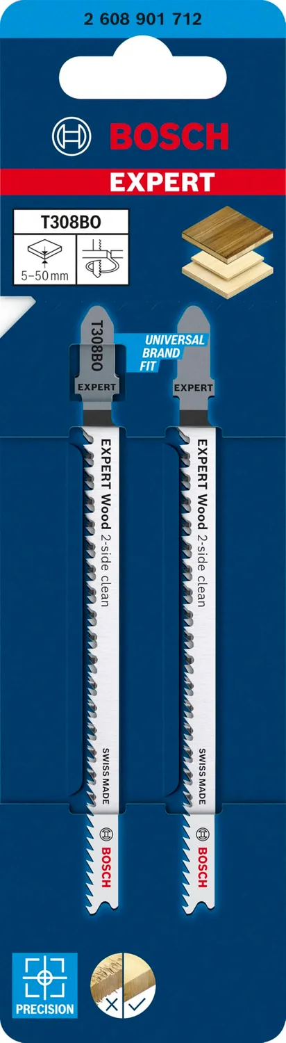 Bosch Expert T308BO lame seghetto legno 117 mm 2 pezzi