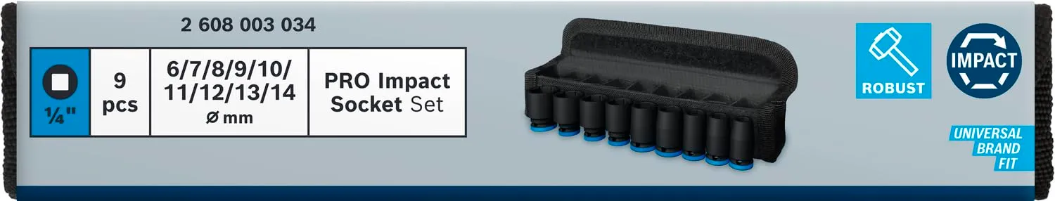 Bosch Expert PRO Impact bussole 1/4" esagonali 9 pz