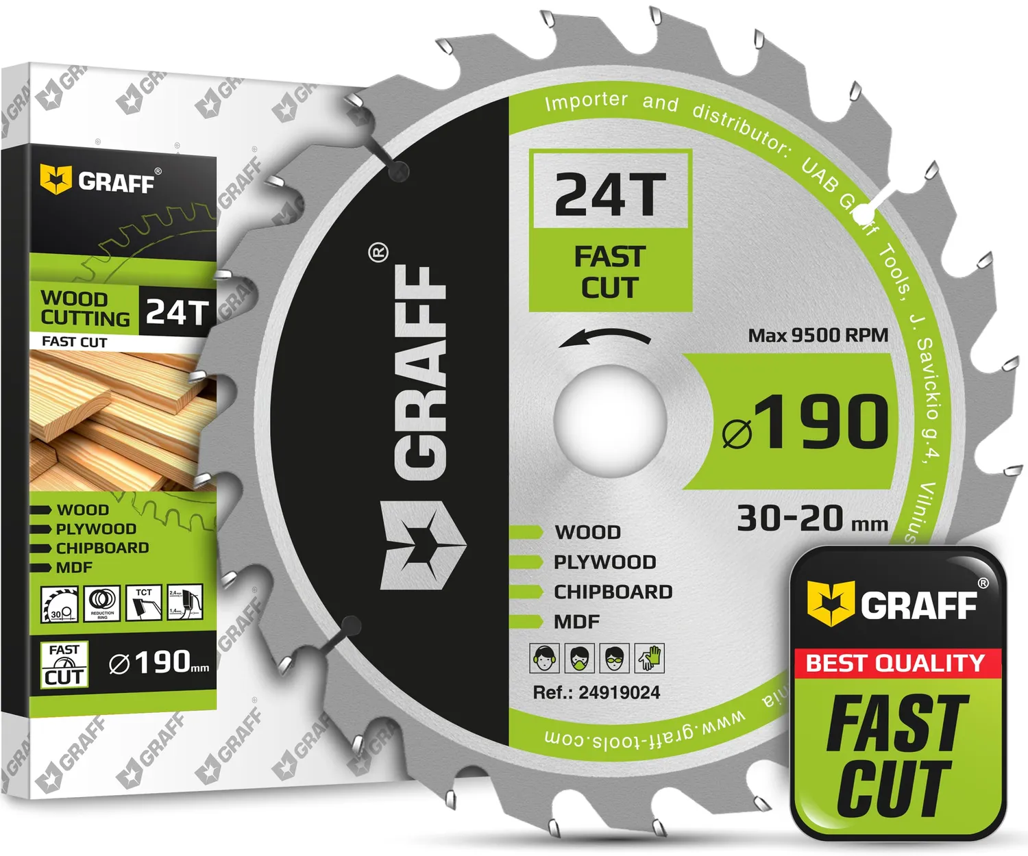 Graff lama circolare legno 125mm 40 denti foro 22,23mm smerigliatrice