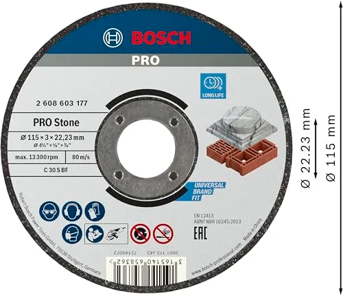 Bosch PRO Stone Disco da Taglio Pietra 115 mm per Mattone