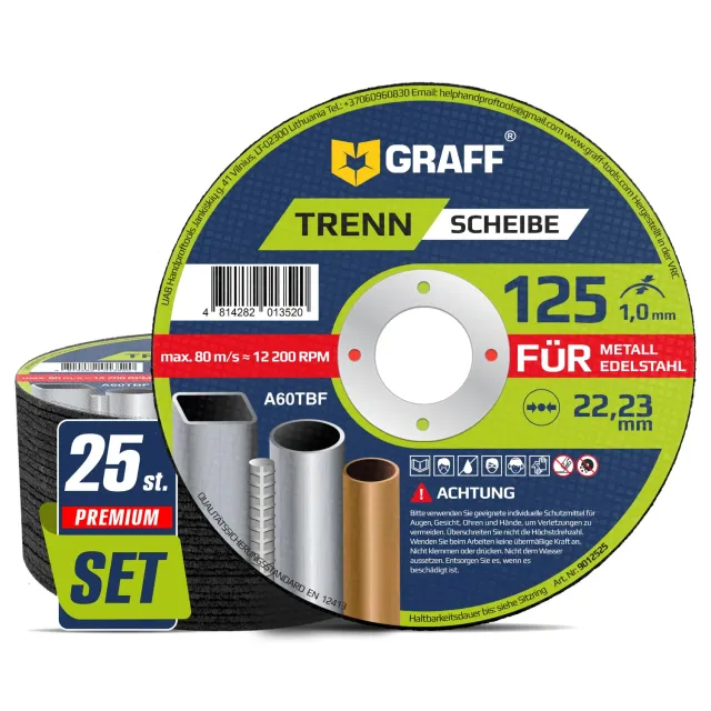 Graff dischi da taglio 125 mm 1 mm 25 pz per inox