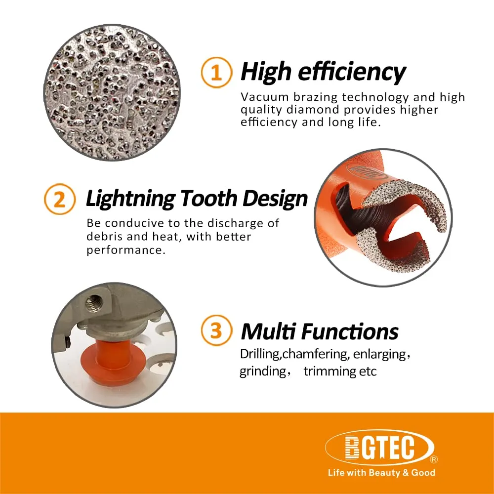 BGTEC punta diamantata smussatura 20 mm x M14 due in uno