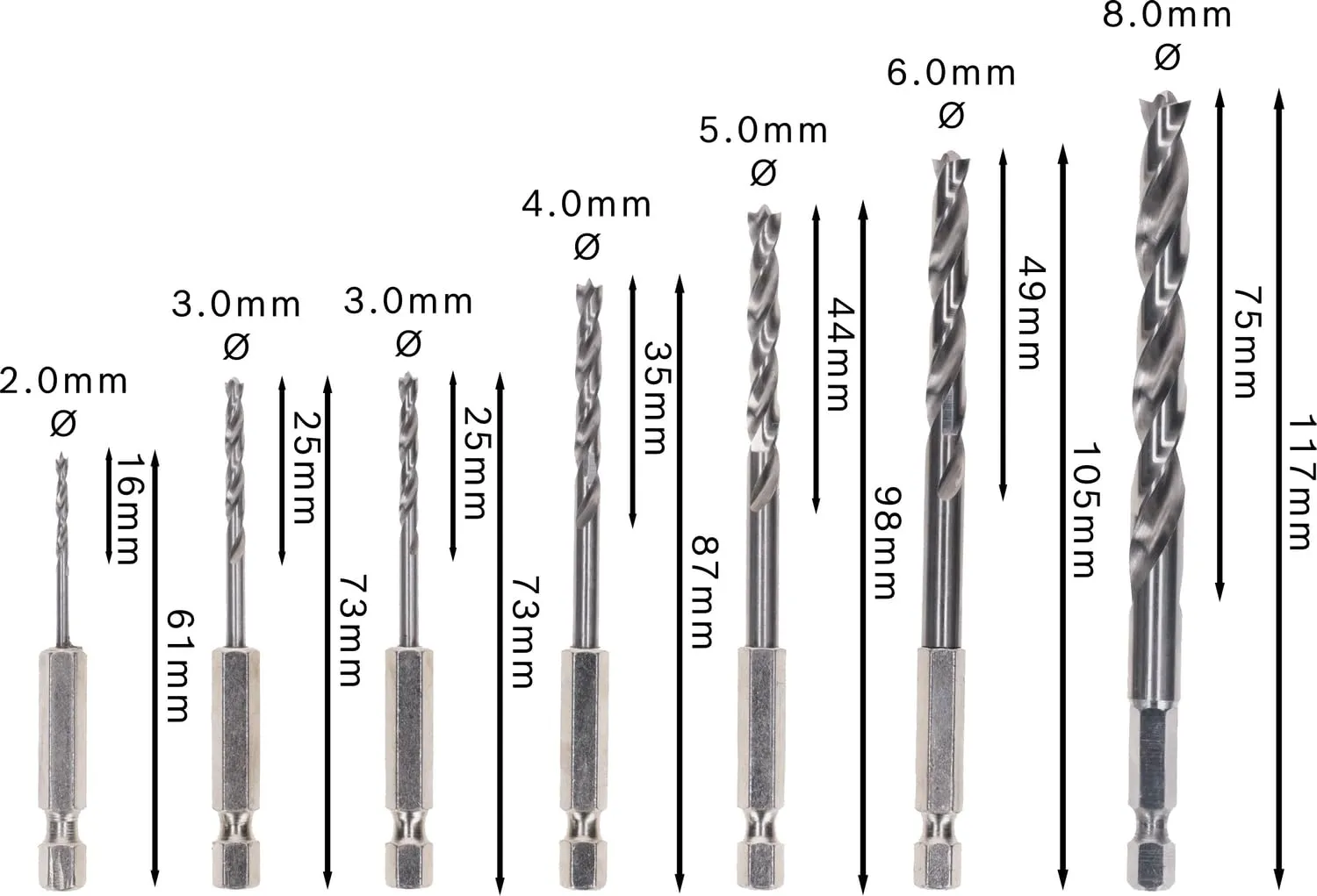 Bosch PRO Wood set punte legno 2-8 mm 7 pezzi