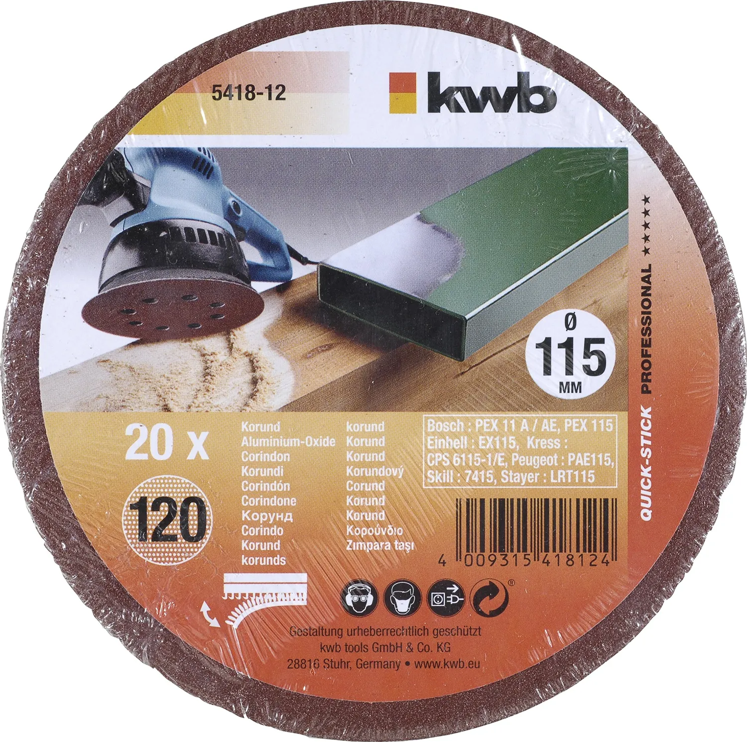KWB 5418-12 dischi abrasivi 115 mm legno metallo