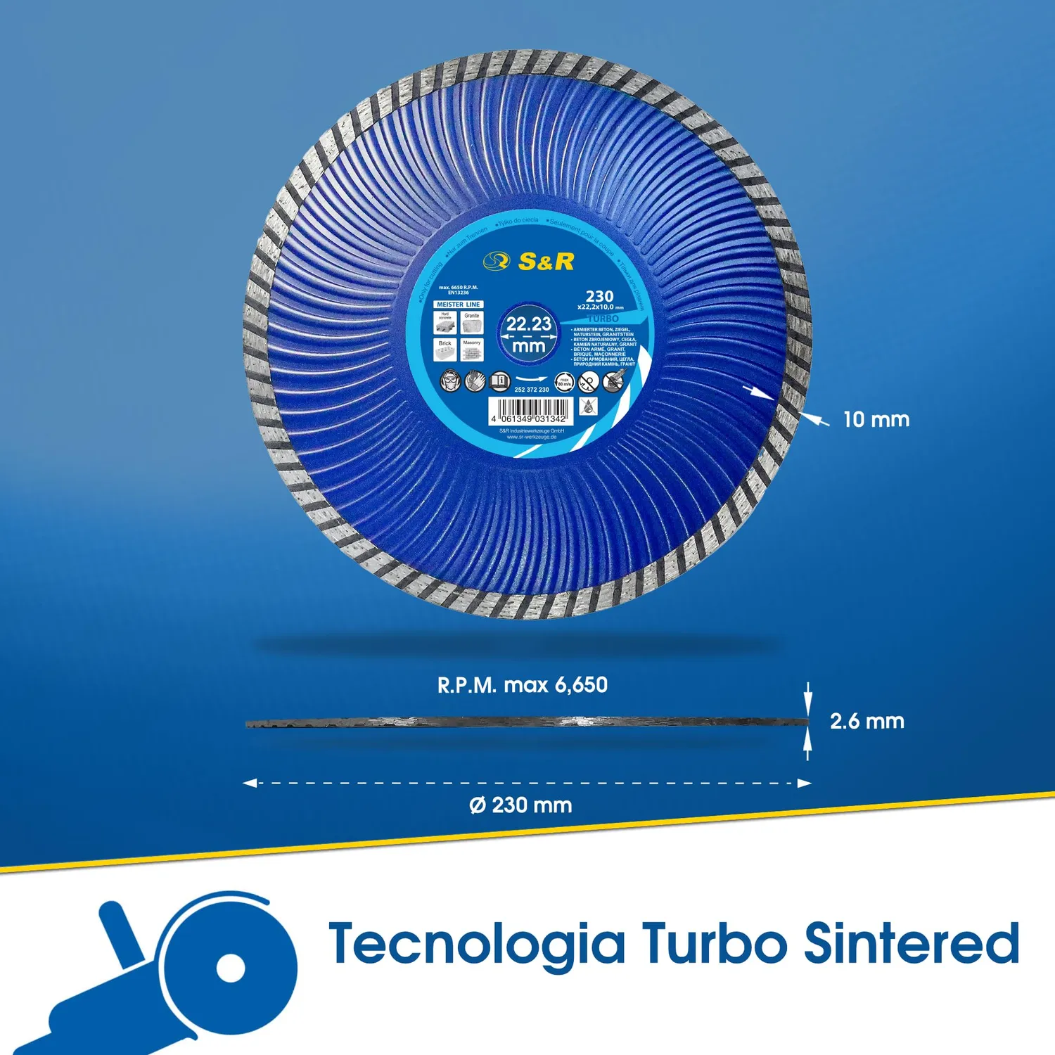 S&R Disco Diamantato Turbo 230x22,2 mm Cemento