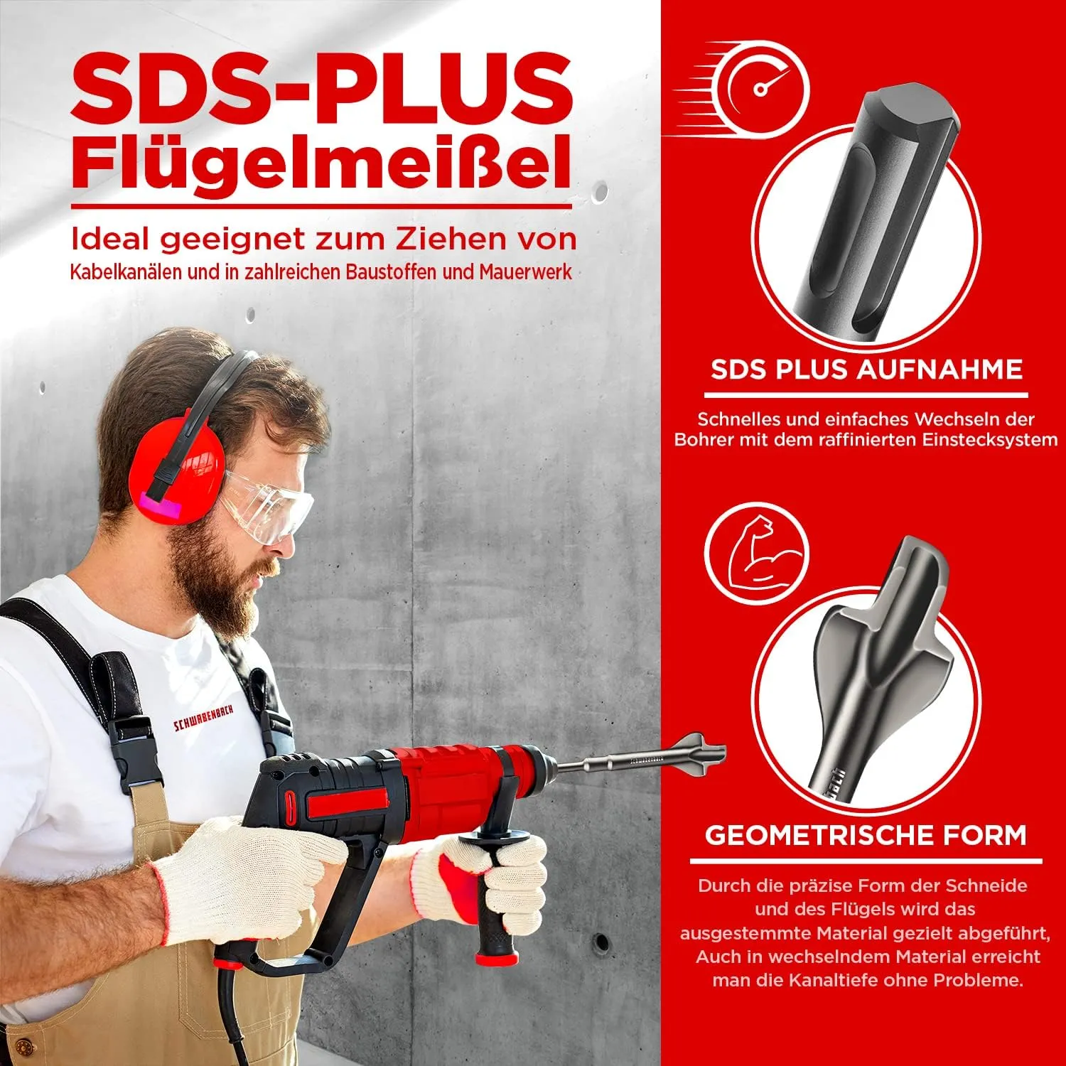 Schwabenbach SDS-Plus scalpello alette 60x250 mm 40Cr