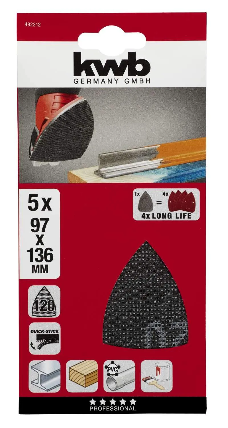 KWB Rete 97x136 mm Carta Vetrata K120 5 Pezzi Antintasas