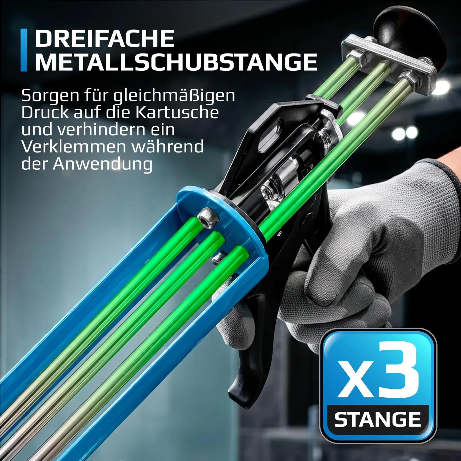 Graff pistola silicone 310 ml metallo tripla spinta