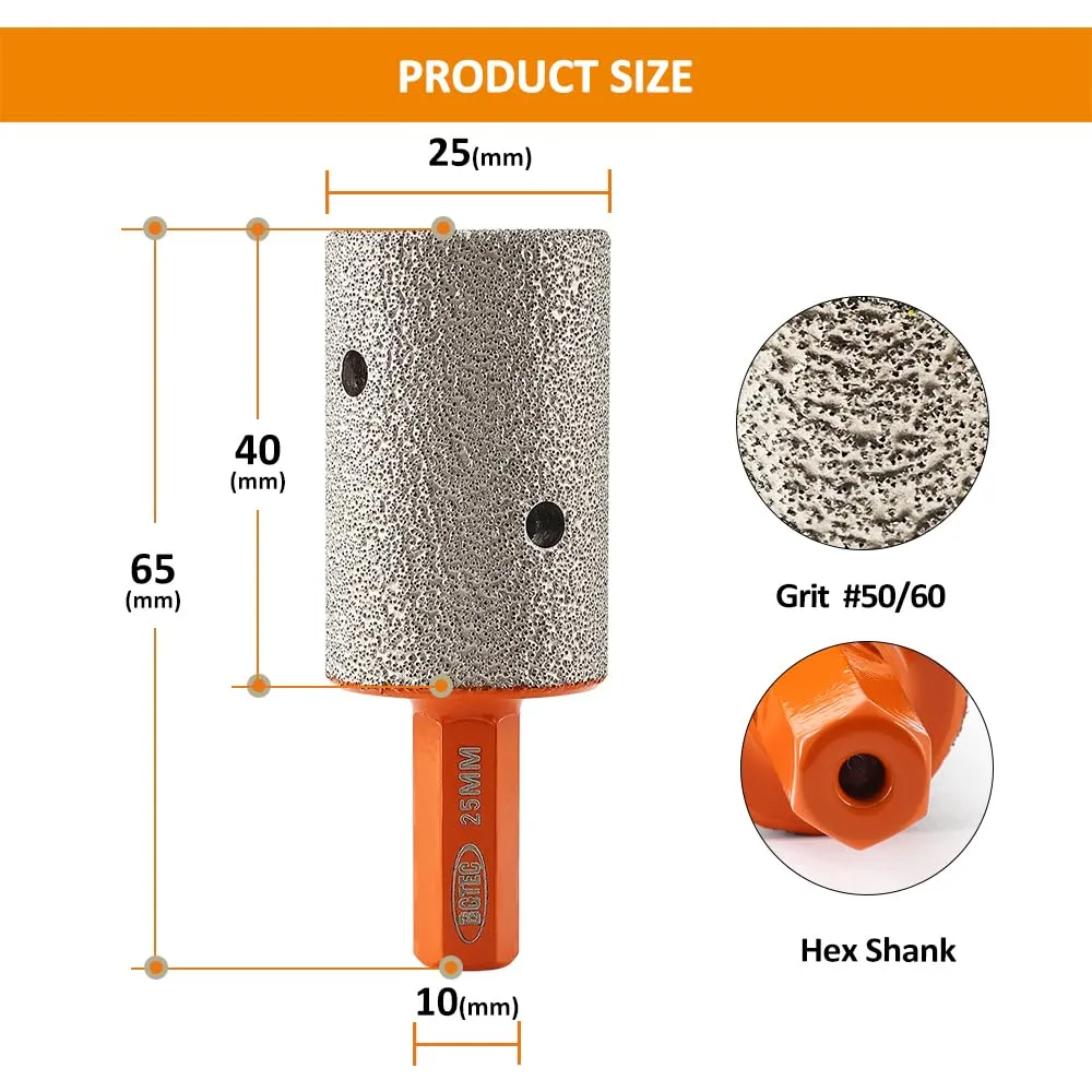 BGTEC fresa dito diamantata 25 mm esagonale gres uso secco