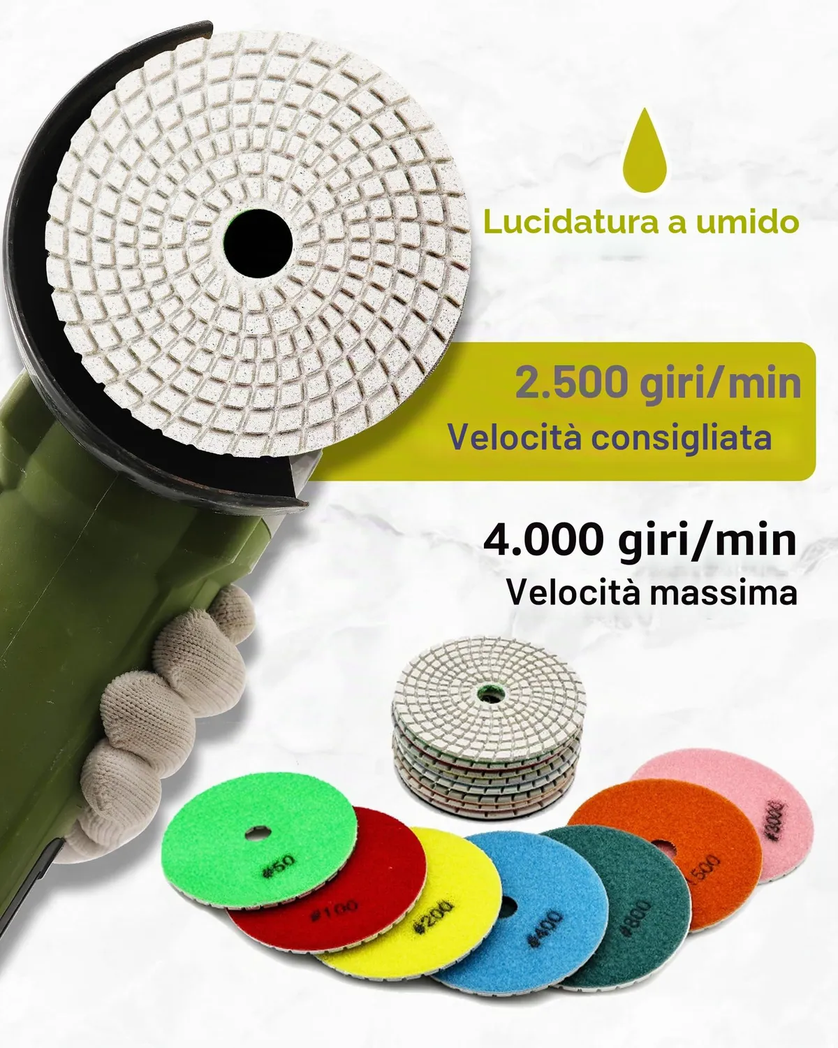 Sanleetek dischi lucidatura 100 mm grana 400 6 pz umido