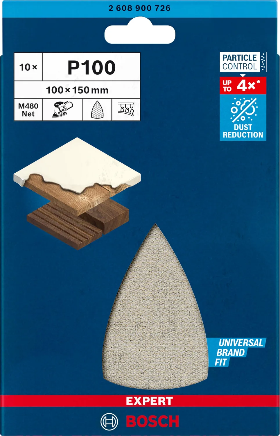 Bosch Expert M480 fogli abrasivi a rete 100x150 G100 10 pezzi antipolvere