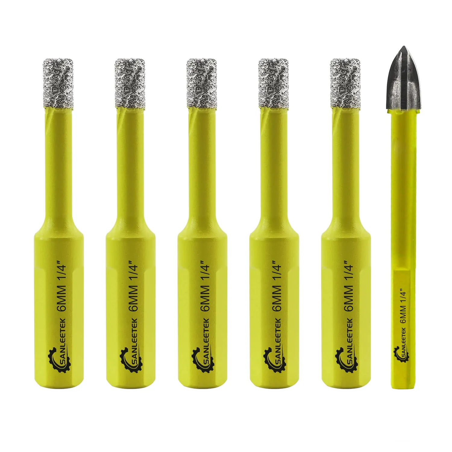 SANLEETEK punta diamantata 6mm 5pz per ceramica a secco