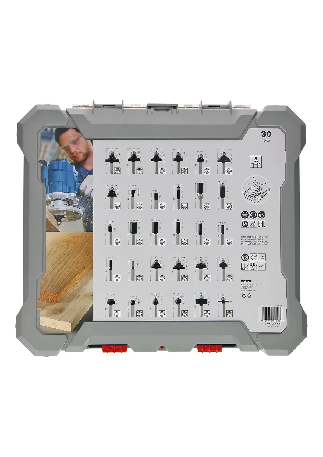 Bosch Expert 2607017475 frese legno 8 mm set 30 pz miste