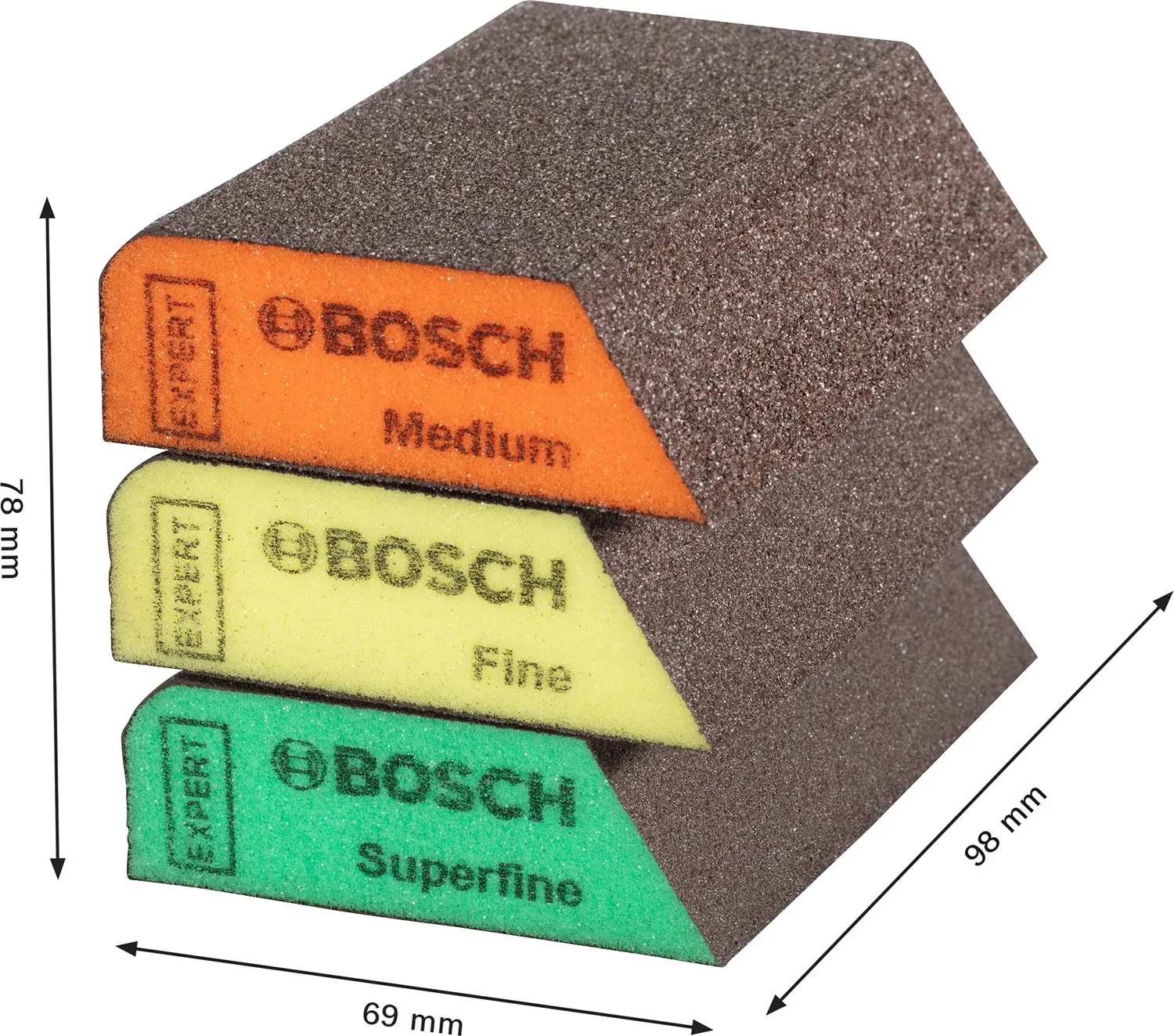 Bosch Expert S470 Combi spugne abrasive 3 pezzi grana assortita