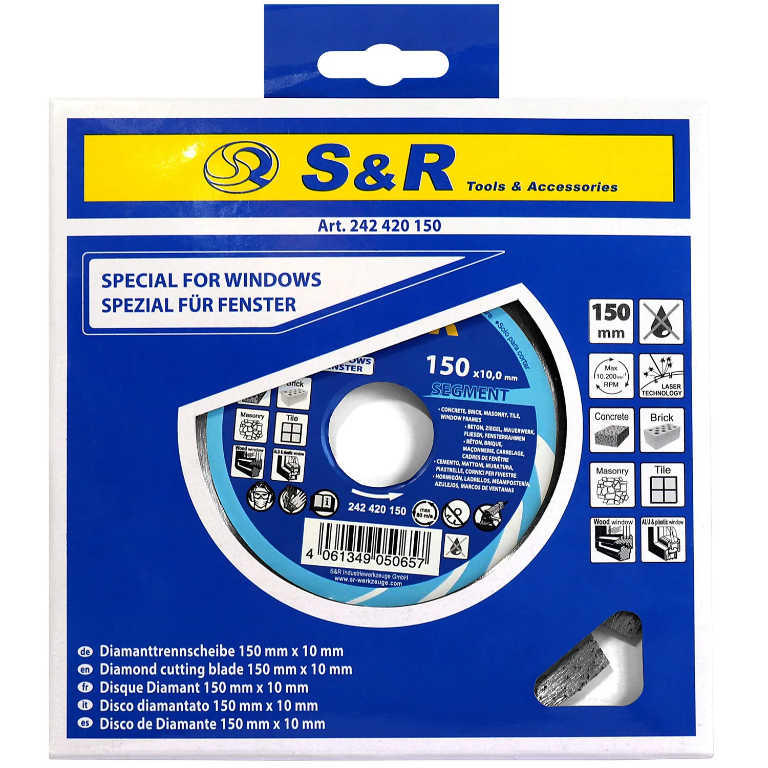 S&R disco diamantato segmentato 150 mm foro 25,5 mm secco