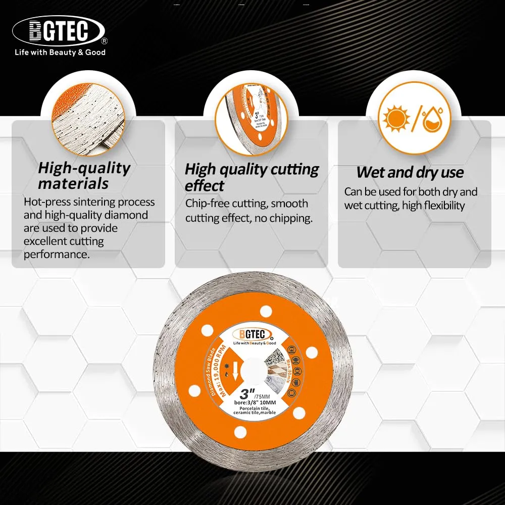 BGTEC Disco Diamantato 75 mm Ceramica 3 Pezzi
