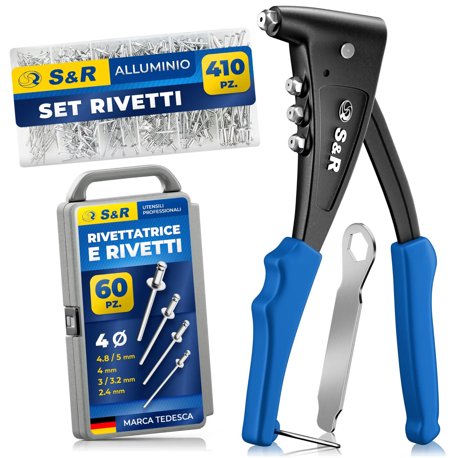 S&R Set rivetti ciechi alluminio 410 pezzi 6 misure