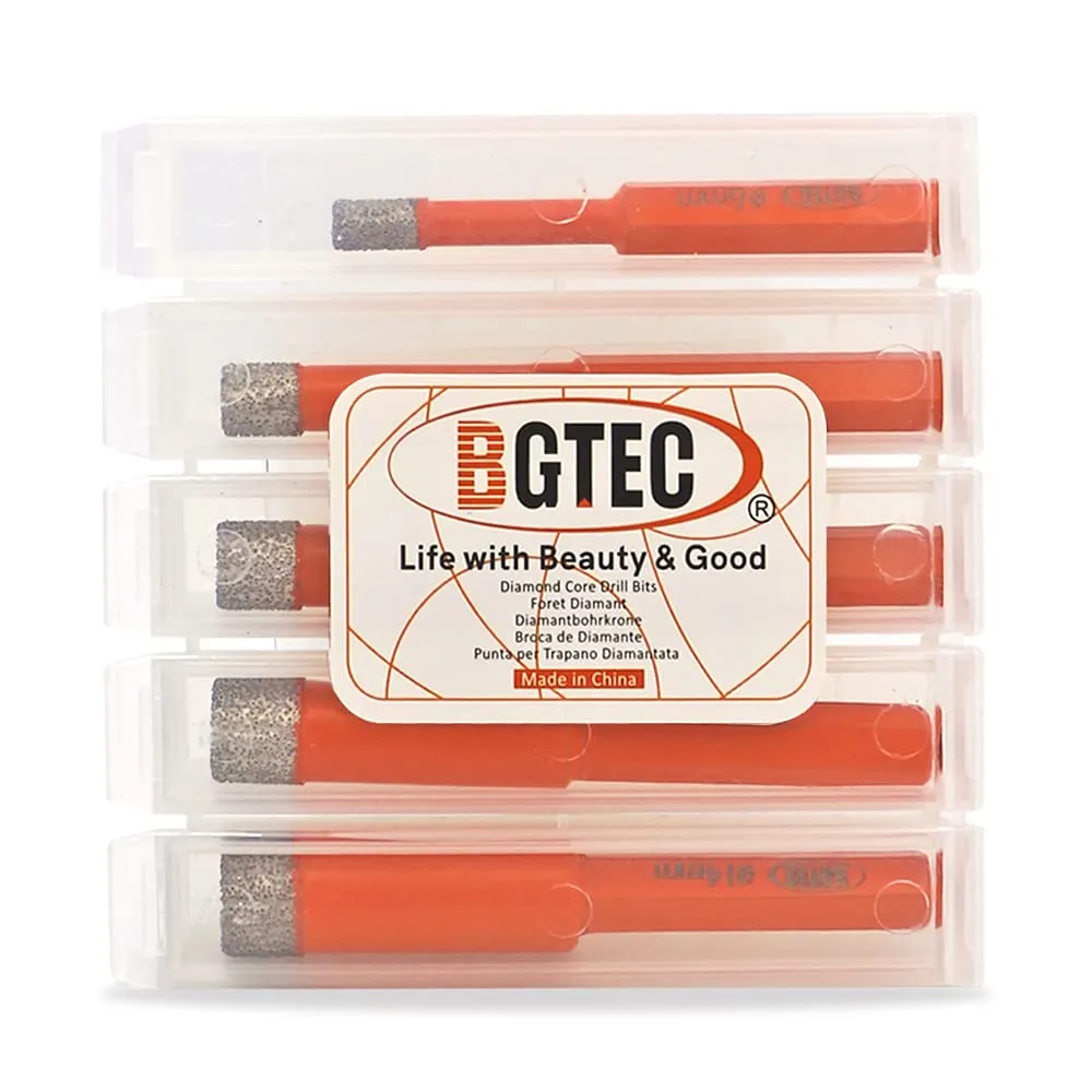 BGTEC Punte Diamantate 8 mm Gres Vetro 5 pezzi Secco