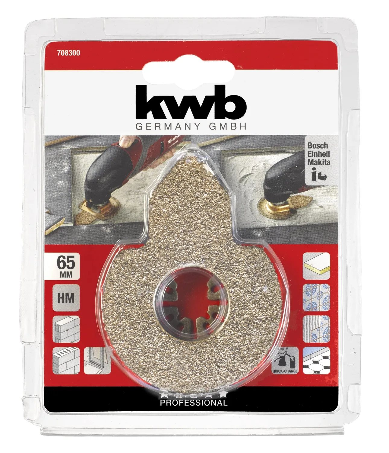 KWB 708300 raspa metallo duro 65 mm per multitool a dito