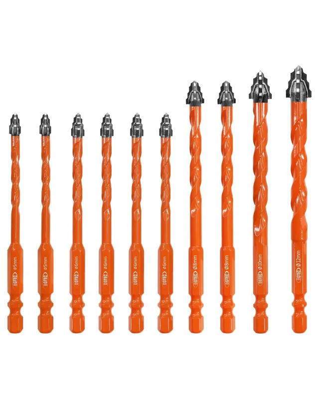BGTEC Set Punte Muro 5-12 mm 10 Pezzi Gres Porcellanato