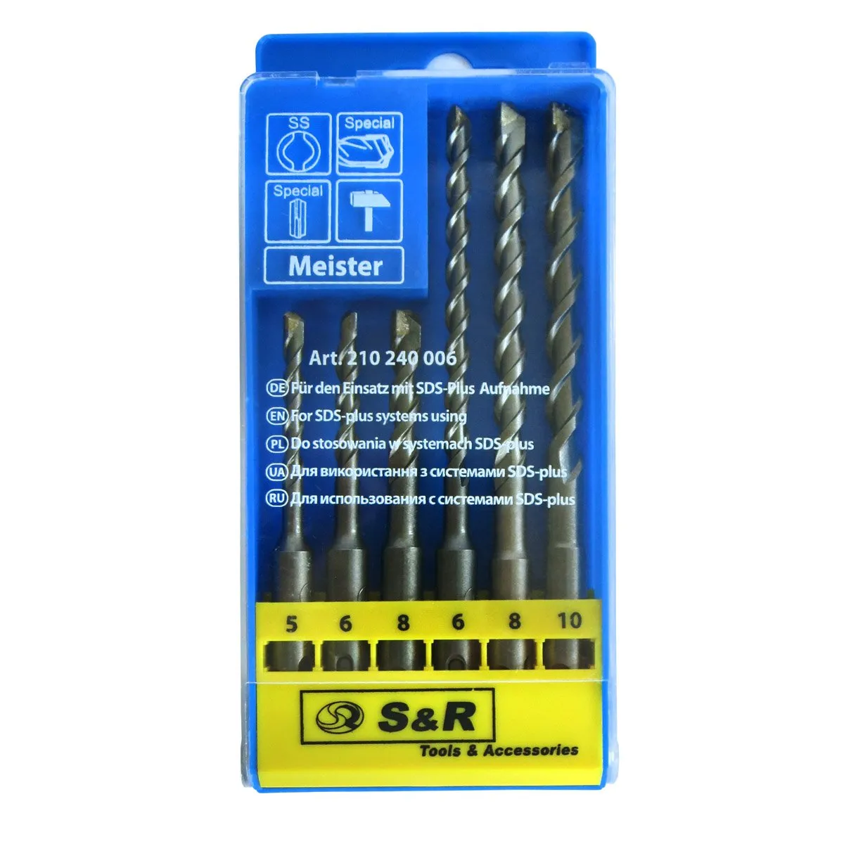 S&R SDS Plus Set 6 Punte Muro 5-10 mm cemento pietra