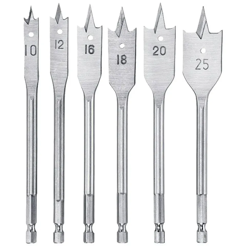 KWB set mecchie piatte legno 6 pz 10-25 mm attacco 1/4"