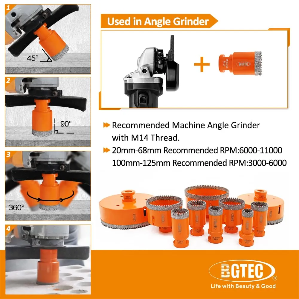 BGTEC 100mm sega a tazza diamantata M14 per pietra