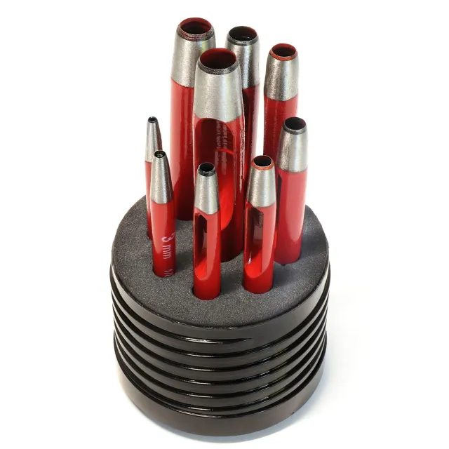 S&R punzoni cuoio fustelle 9 pz 2-10 mm rossi