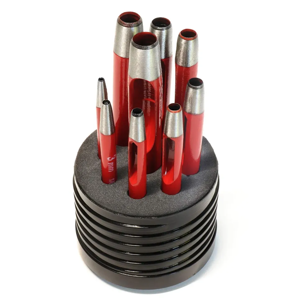 S&R punzoni cuoio fustelle 9 pz 2-10 mm rossi