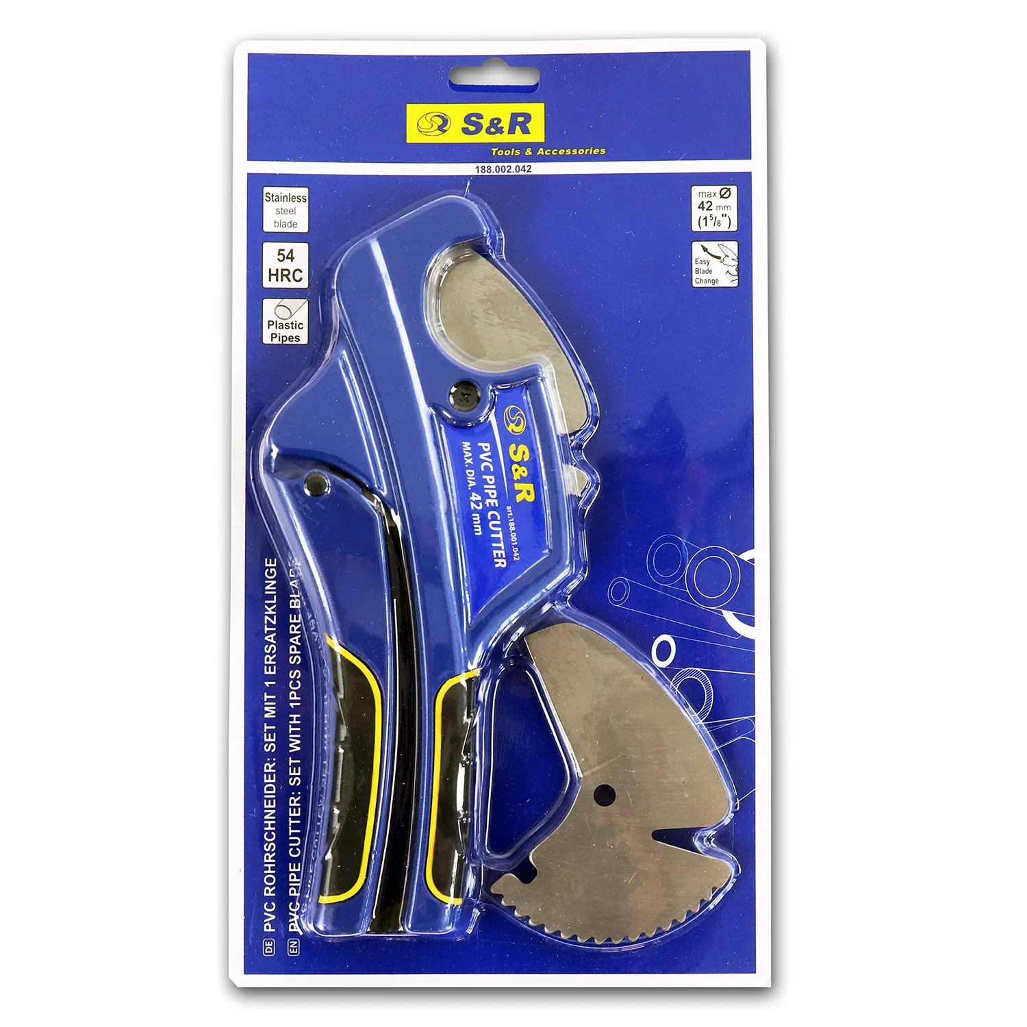 S&R tagliatubi PVC 42 mm a cricchetto con 2 lame inox