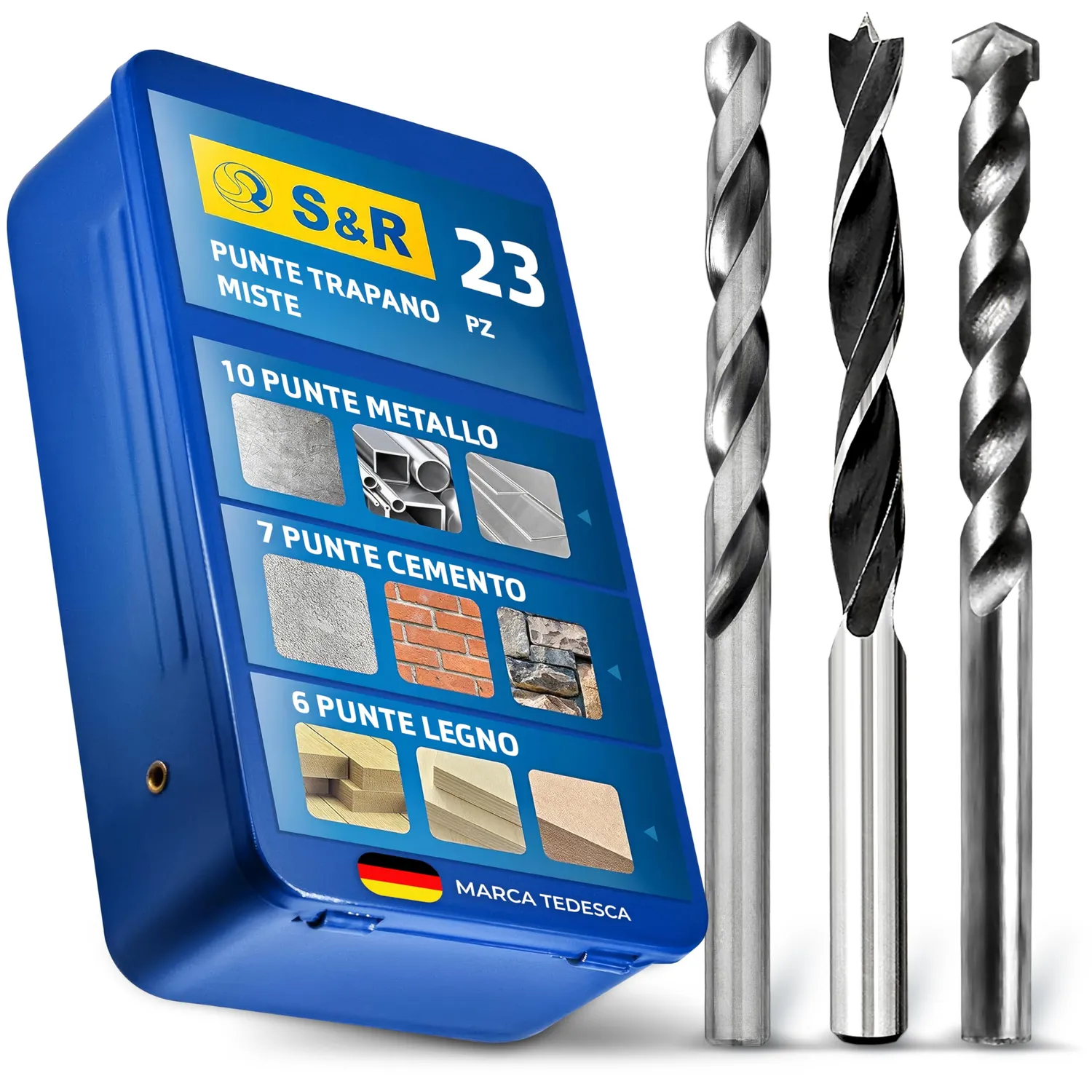 S&R Set 15 Punte Miste Muro Legno Metallo HSS