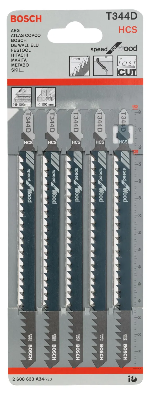 Bosch T 344 D lame seghetto alternativo 5 pezzi legno