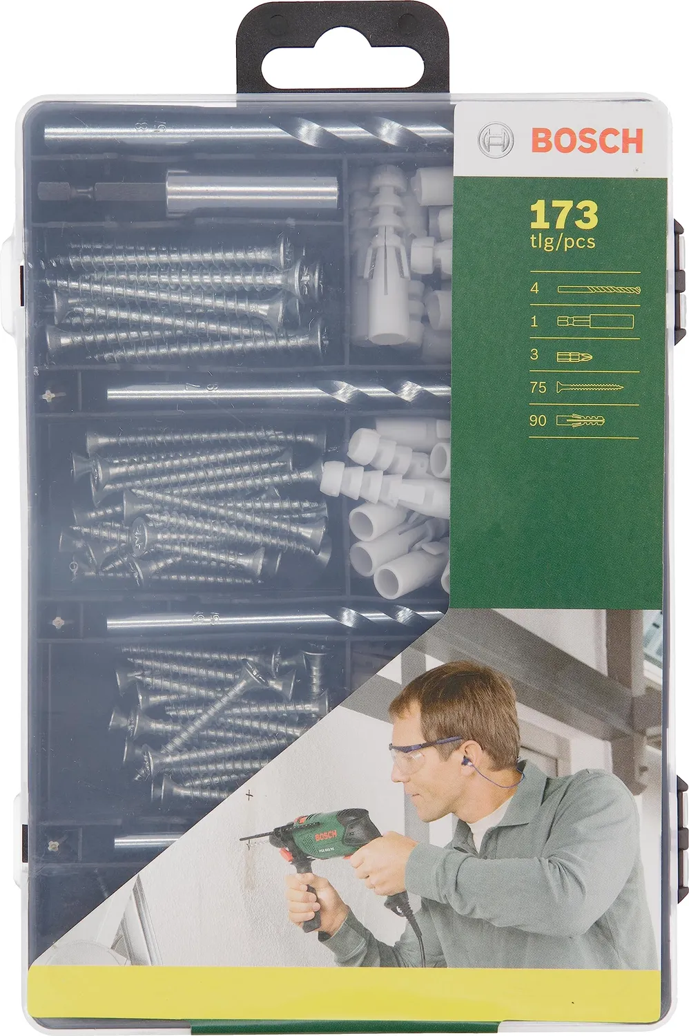 Bosch 2607019511 set fissaggio 173 pezzi tasselli viti