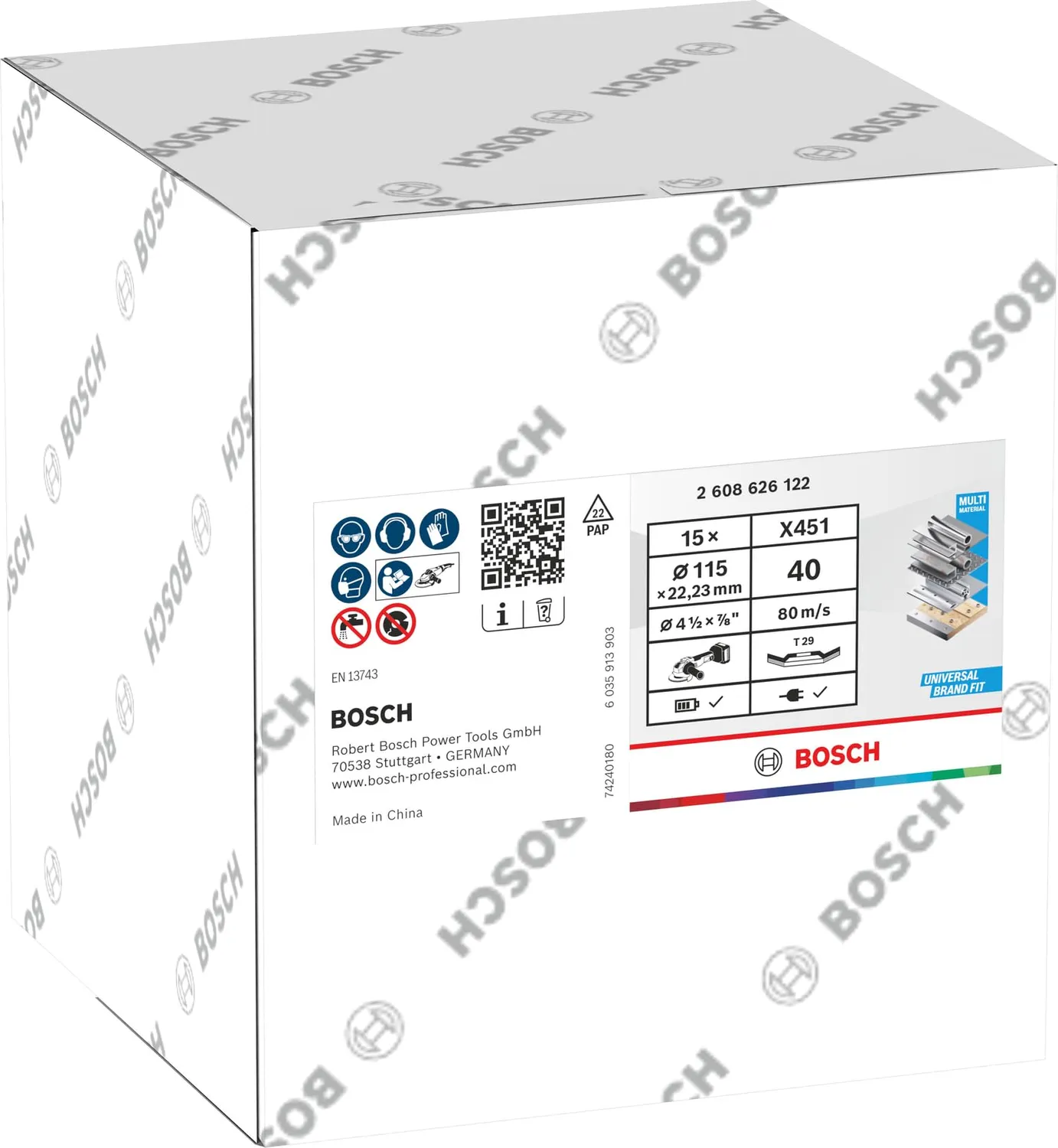 Bosch X451 disco lamellare 115 mm acciaio grana 40-60 15 pezzi