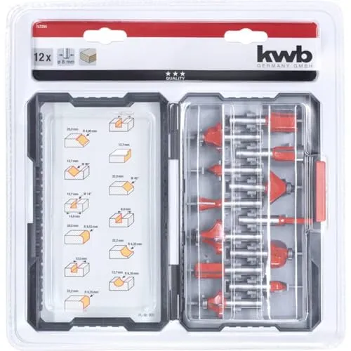 KWB Set 12 Frese Fresatrice 8 mm Metallo Duro Valigetta