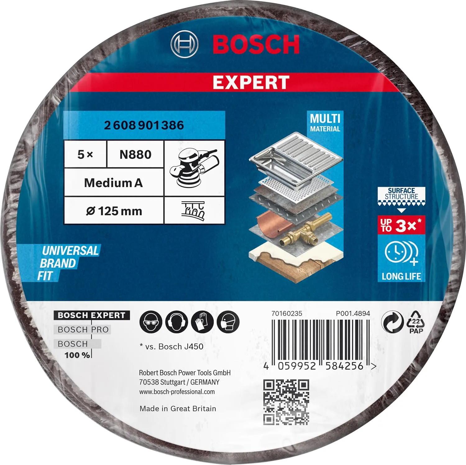 Bosch Expert N880 Disco Tessuto Non Tessuto 128mm Medio 5pz